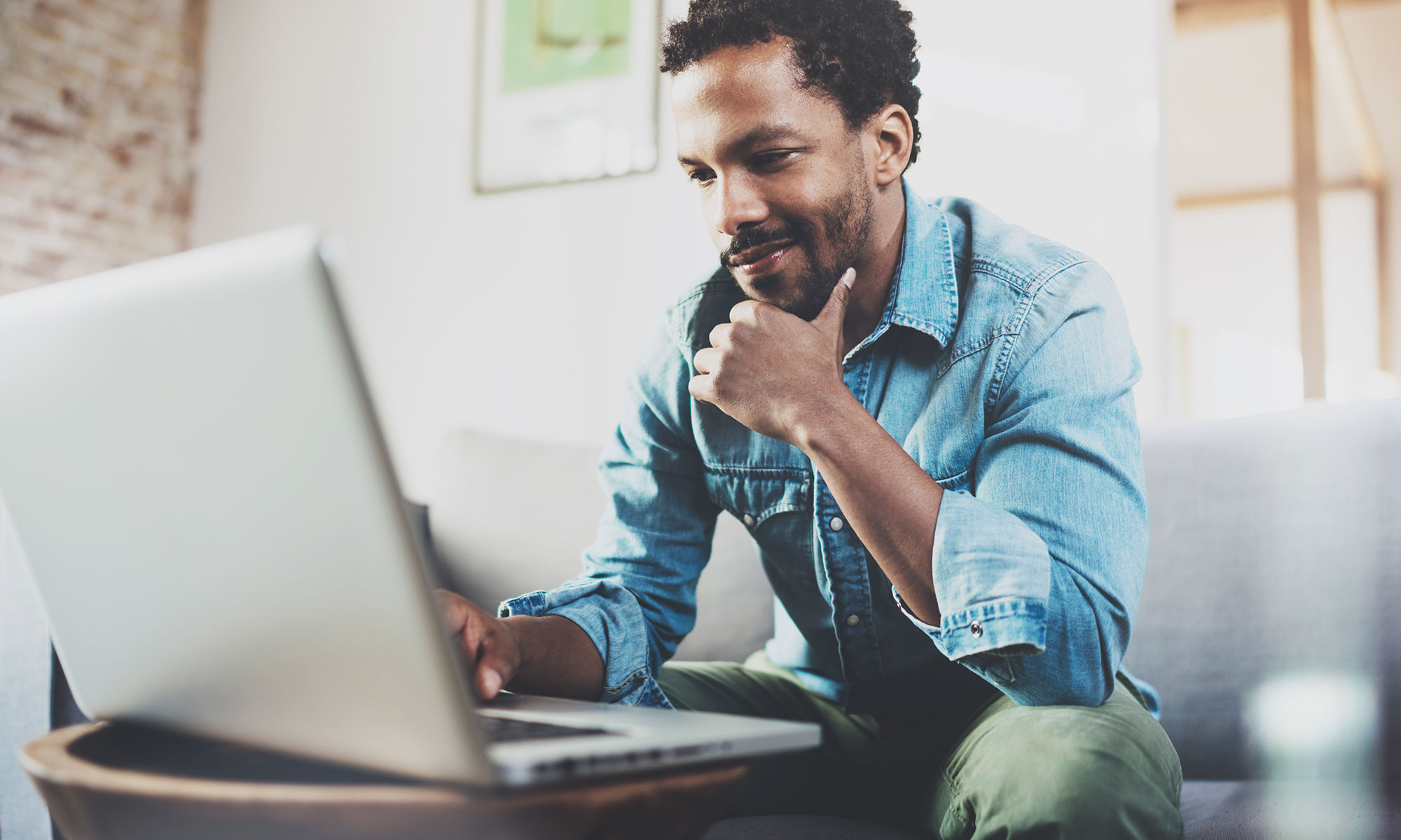 Man with a laptop working