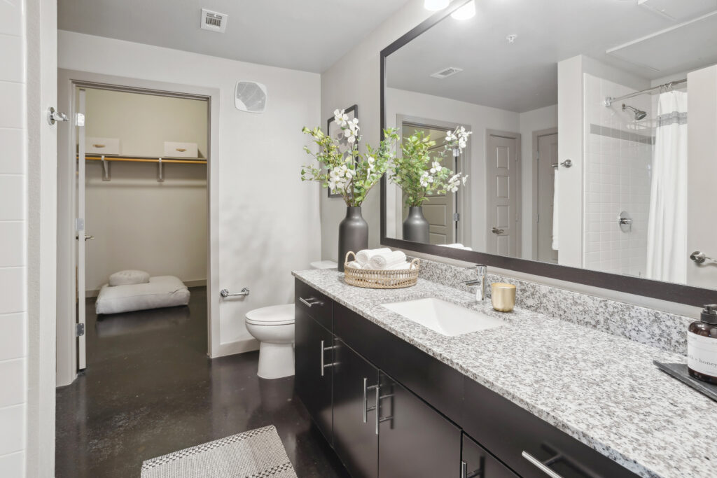 Bathroom with walk in closet