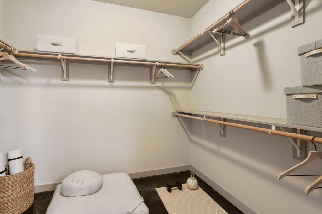 Walk in closet with built in shelves