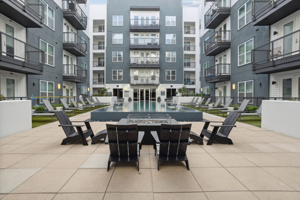 Pool with deck seating