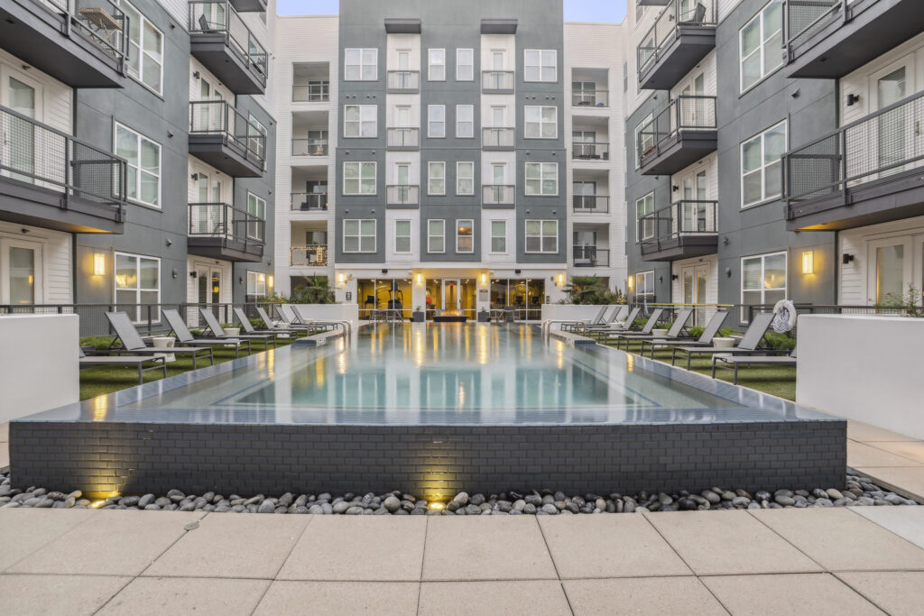 Pool with deck seating