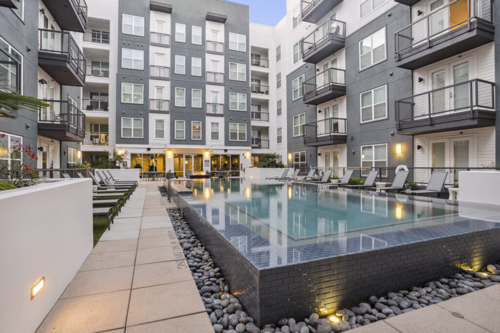 Pool with deck seating