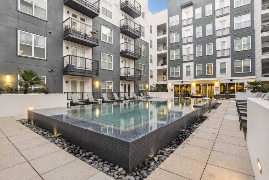 Pool with deck seating