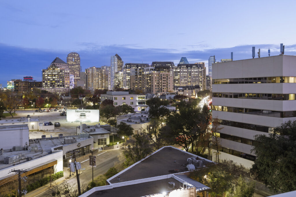 Rooftop view of dallas skyline